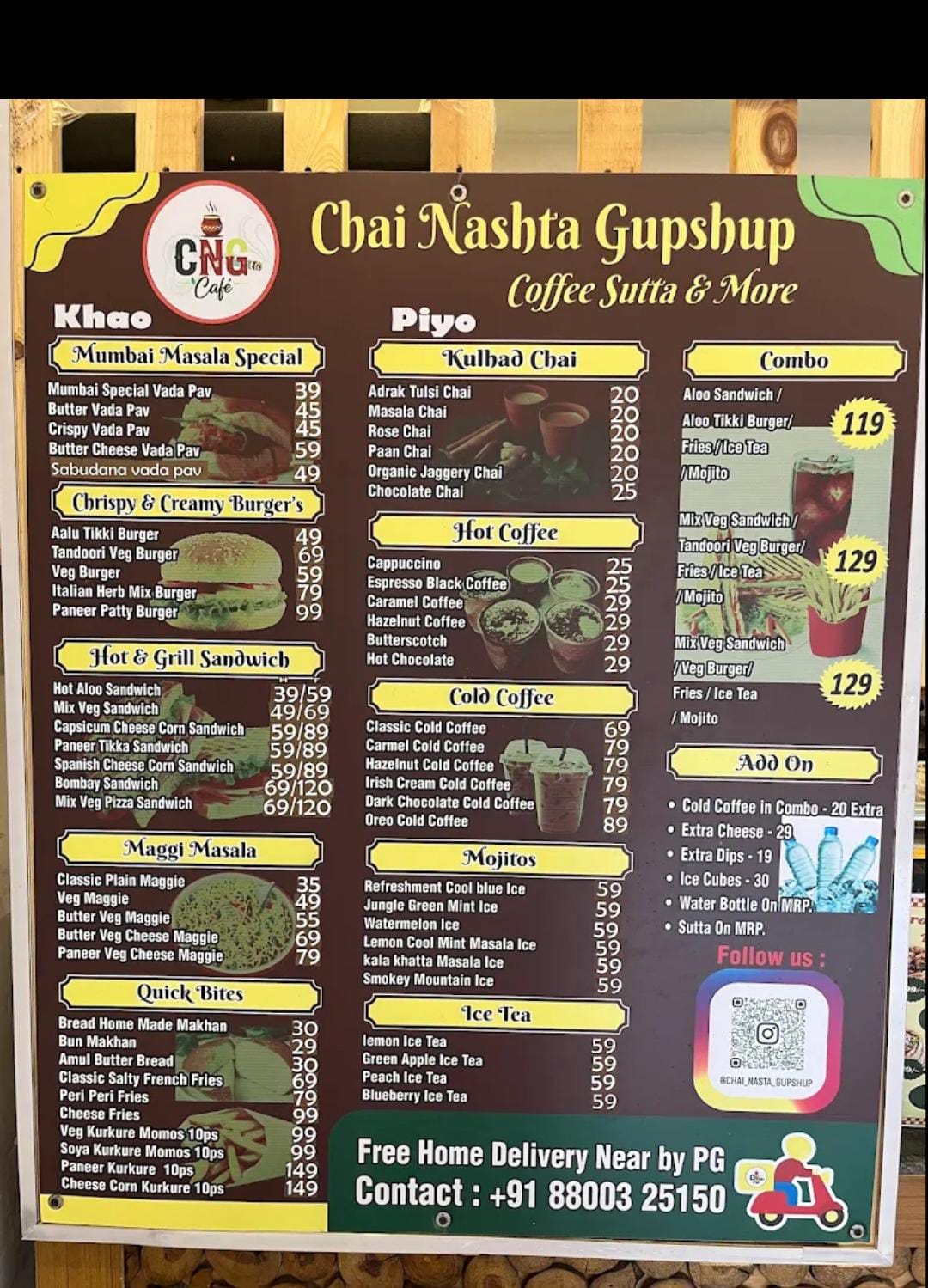 CNG Cafe menu board